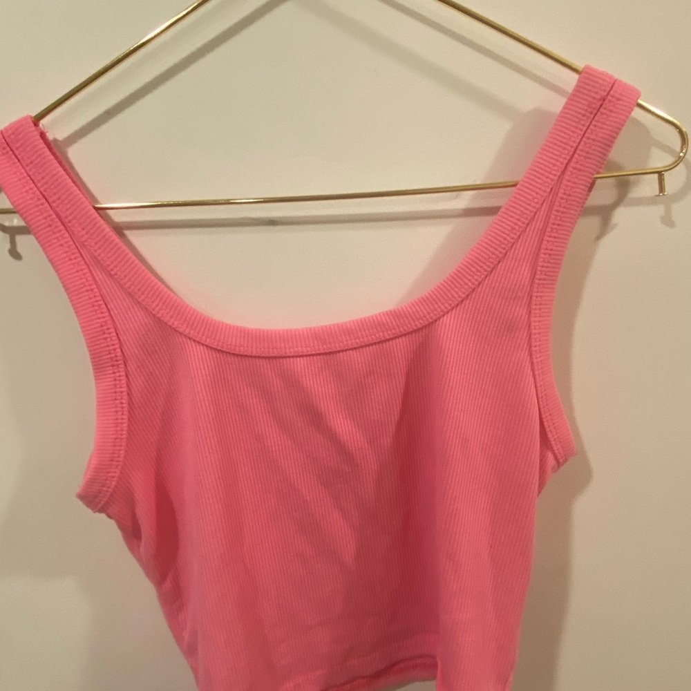 SHEIN Vibrant Pink Ribbed Tank Top